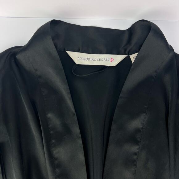 Victoria’s Secret Satin Black Attached Belt Women’s Robe One Size Dressing Gown - Picture 7 of 9